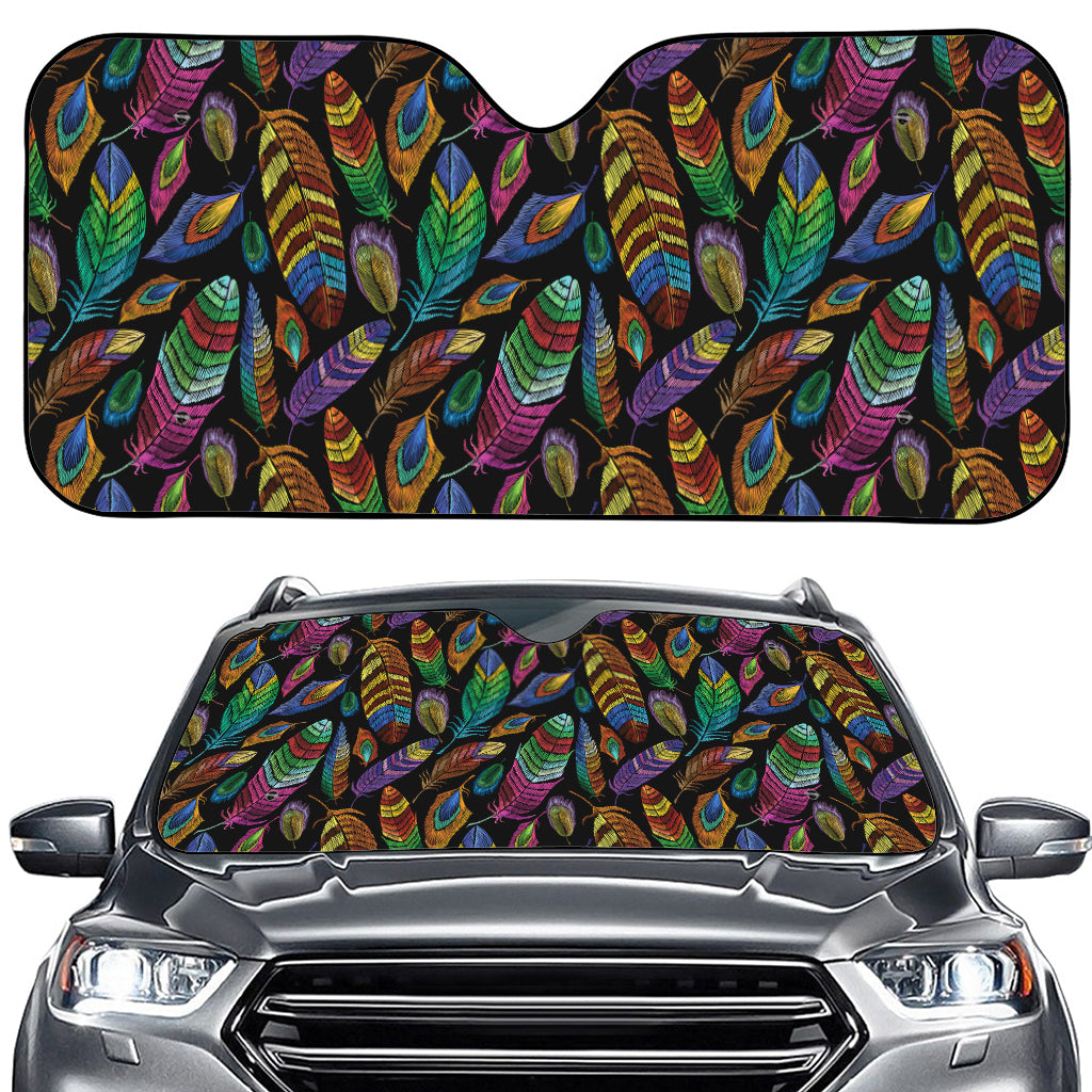 Bohemian Feather Pattern Print Car Windshield Sun Shade