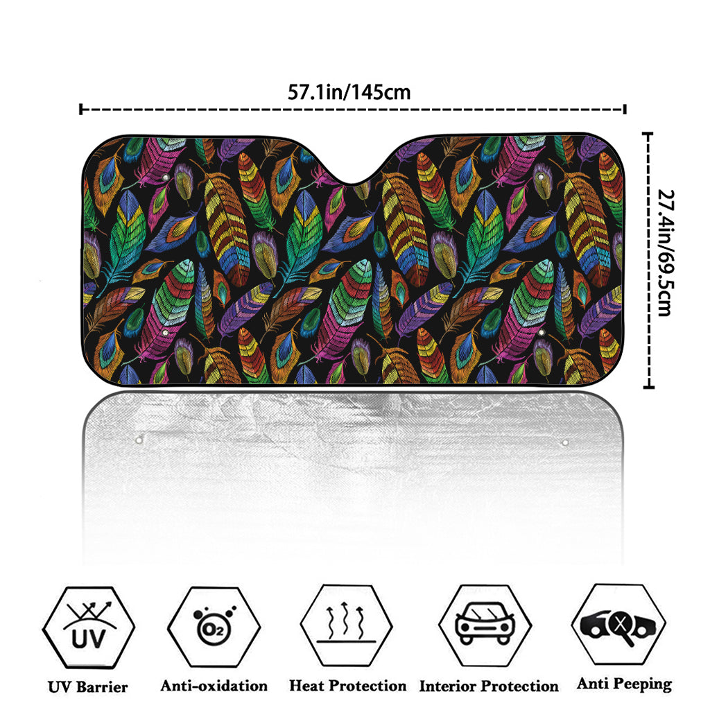 Bohemian Feather Pattern Print Car Windshield Sun Shade