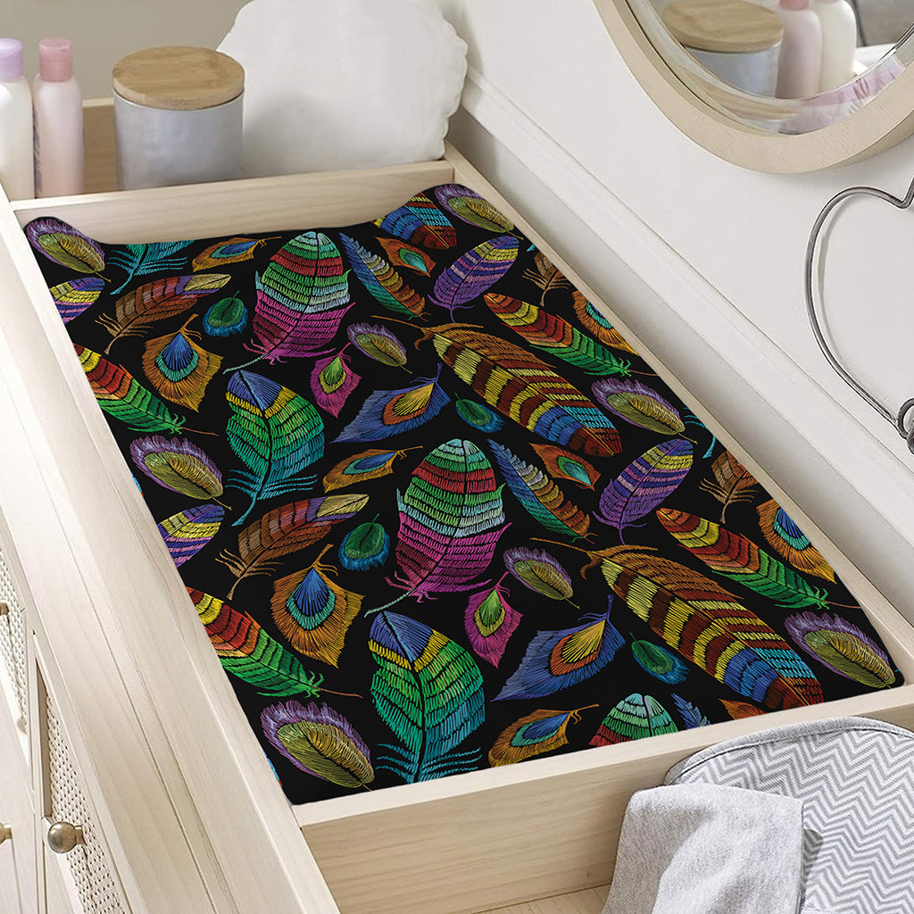 Bohemian Feather Pattern Print Changing Pad Cover