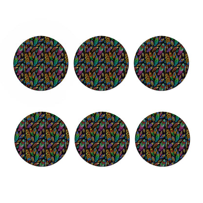 Bohemian Feather Pattern Print Coaster Set
