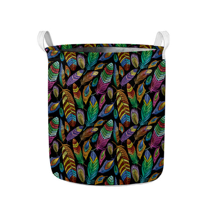 Bohemian Feather Pattern Print Collapsible Laundry Basket