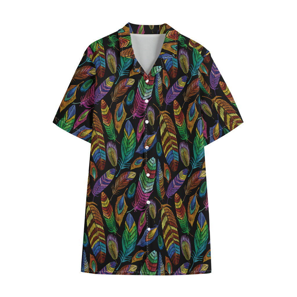 Bohemian Feather Pattern Print Cotton Hawaiian Shirt