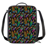 Bohemian Feather Pattern Print Crossbody Lunch Bag