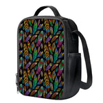 Bohemian Feather Pattern Print Crossbody Lunch Bag