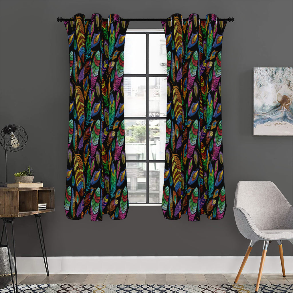 Bohemian Feather Pattern Print Curtain