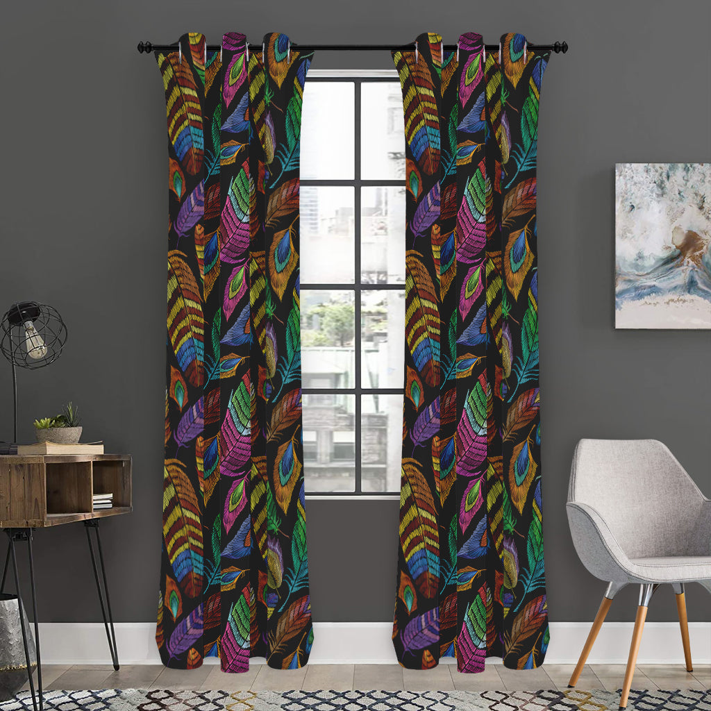 Bohemian Feather Pattern Print Curtain