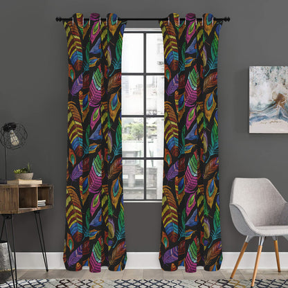 Bohemian Feather Pattern Print Curtain