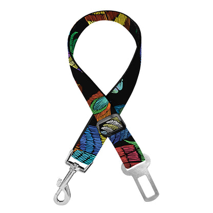 Bohemian Feather Pattern Print Dog Seat Belt