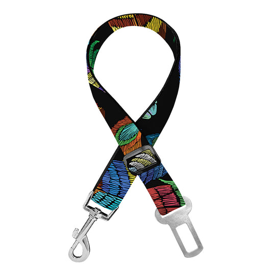 Bohemian Feather Pattern Print Dog Seat Belt