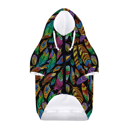 Bohemian Feather Pattern Print Dog Zip Up Hoodie