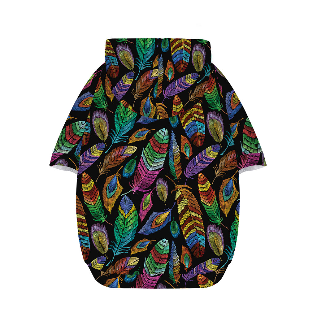 Bohemian Feather Pattern Print Dog Zip Up Hoodie
