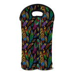 Bohemian Feather Pattern Print Double Neoprene Wine Tote