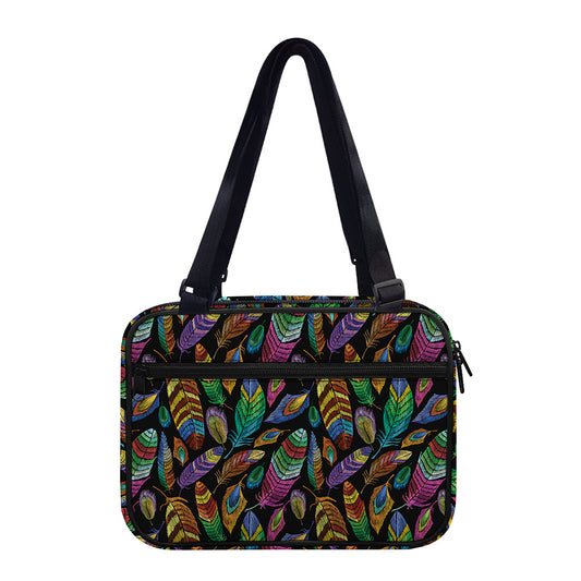 Bohemian Feather Pattern Print Double Strap Bible Bag