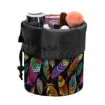 Bohemian Feather Pattern Print Drawstring Makeup Bag