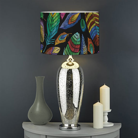 Bohemian Feather Pattern Print Drum Lamp Shade