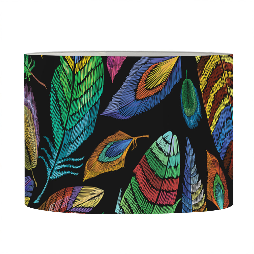 Bohemian Feather Pattern Print Drum Lamp Shade