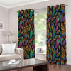 Bohemian Feather Pattern Print Extra Wide Grommet Curtains