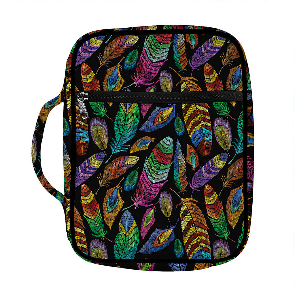 Bohemian Feather Pattern Print Front Pocket Bible Bag