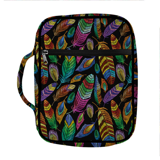Bohemian Feather Pattern Print Front Pocket Bible Bag