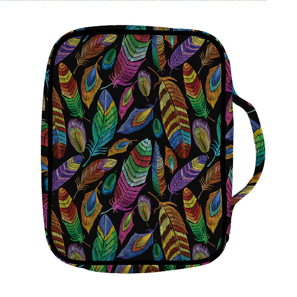 Bohemian Feather Pattern Print Front Pocket Bible Bag