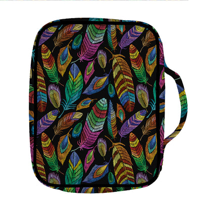 Bohemian Feather Pattern Print Front Pocket Bible Bag