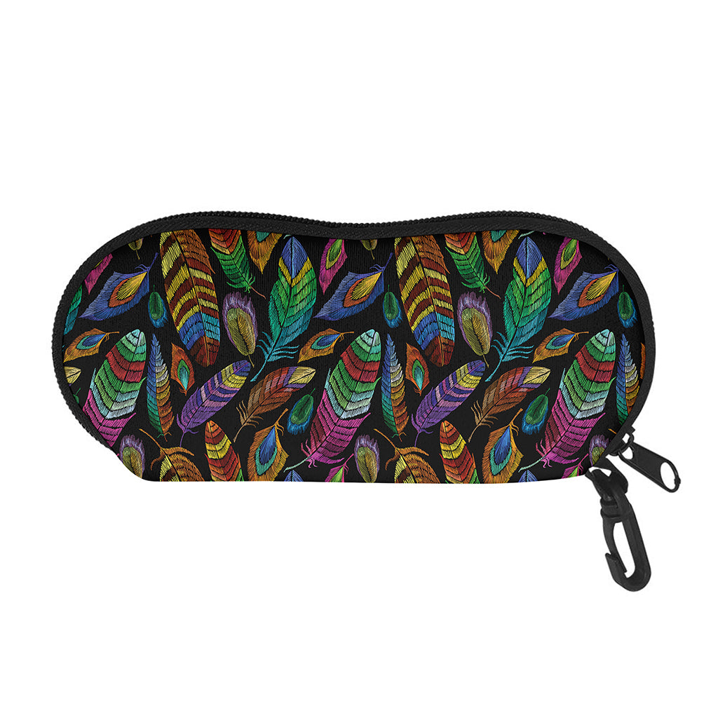 Bohemian Feather Pattern Print Glasses Case