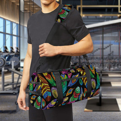 Bohemian Feather Pattern Print Gym Bag
