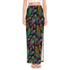 Bohemian Feather Pattern Print High Slit Maxi Skirt