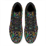 Bohemian Feather Pattern Print High Top Leather Sneakers