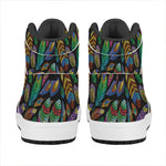 Bohemian Feather Pattern Print High Top Leather Sneakers