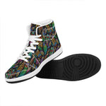 Bohemian Feather Pattern Print High Top Leather Sneakers
