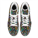 Bohemian Feather Pattern Print High Top Leather Sneakers