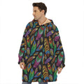 Bohemian Feather Pattern Print Hoodie Blanket