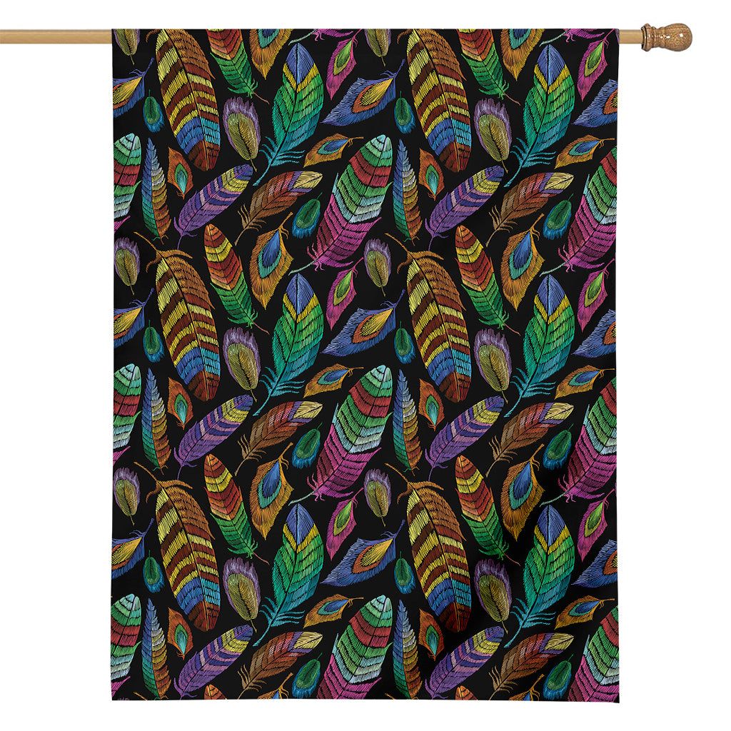 Bohemian Feather Pattern Print House Flag