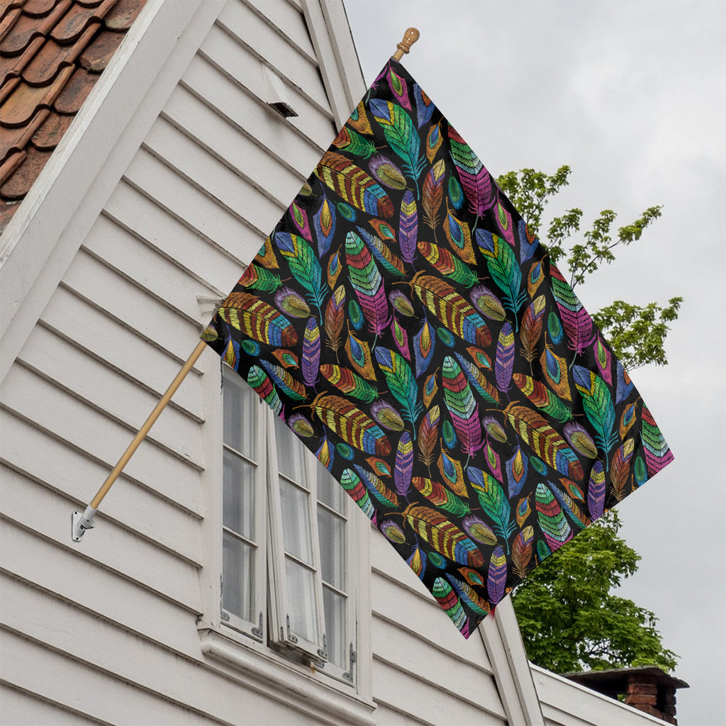 Bohemian Feather Pattern Print House Flag