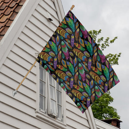 Bohemian Feather Pattern Print House Flag