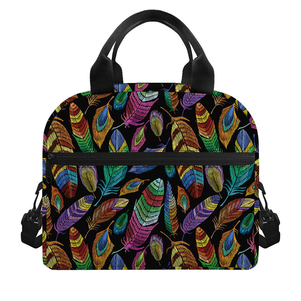 Bohemian Feather Pattern Print Insulated Lunch Bag