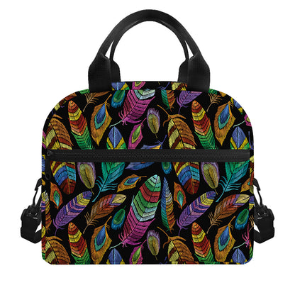 Bohemian Feather Pattern Print Insulated Lunch Bag