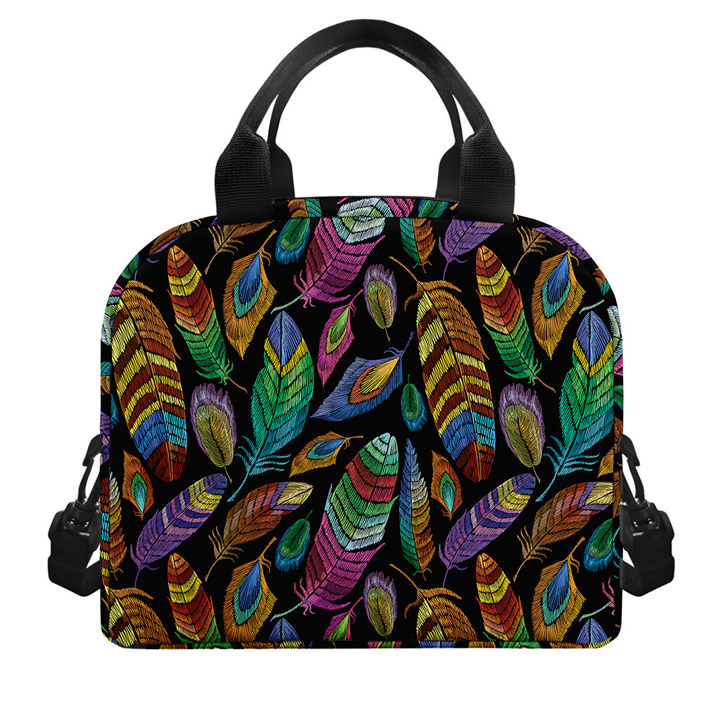 Bohemian Feather Pattern Print Insulated Lunch Bag