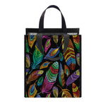 Bohemian Feather Pattern Print Insulated Lunch Tote