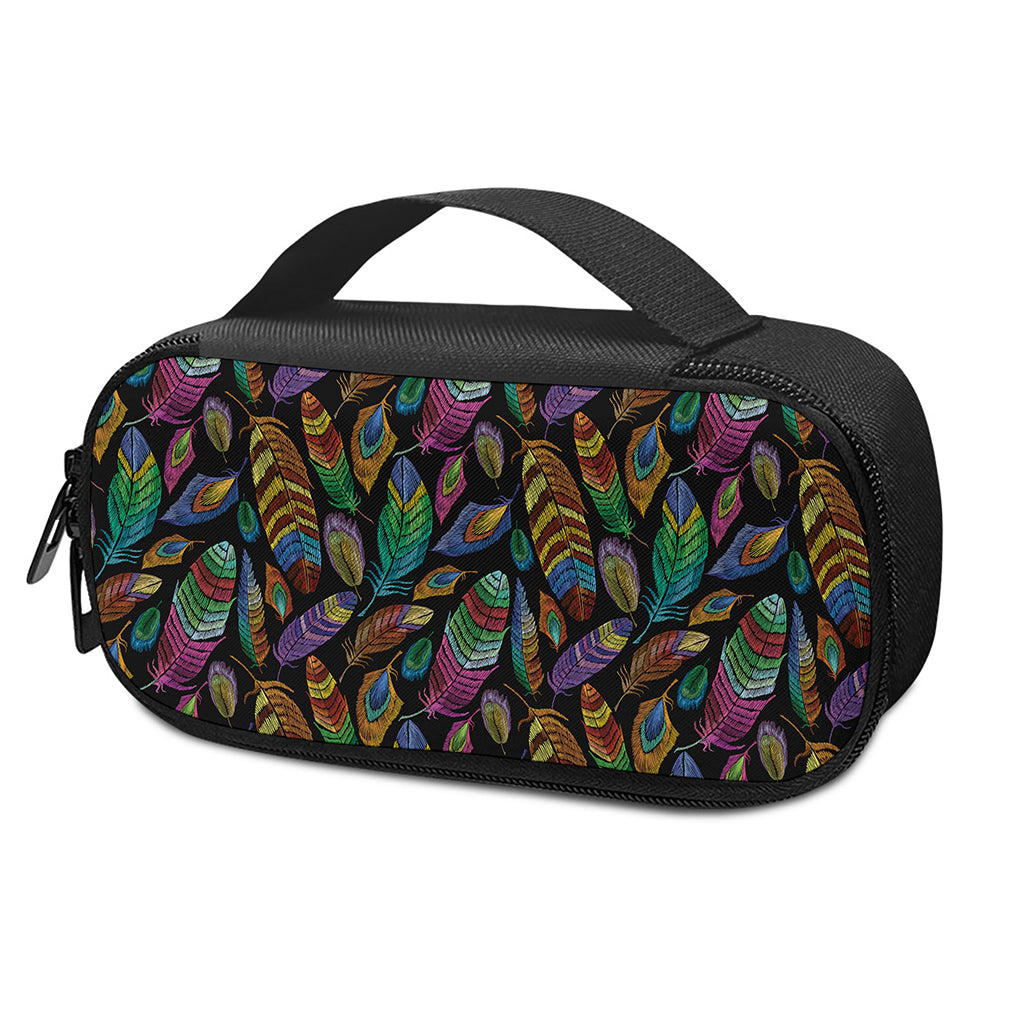 Bohemian Feather Pattern Print Insulin Cooler Travel Case