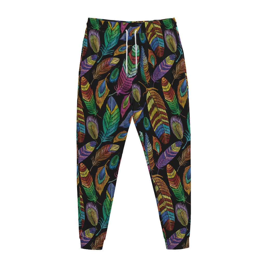 Bohemian Feather Pattern Print Jogger Pants