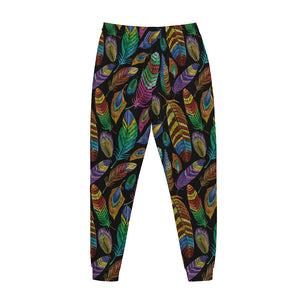 Bohemian Feather Pattern Print Jogger Pants