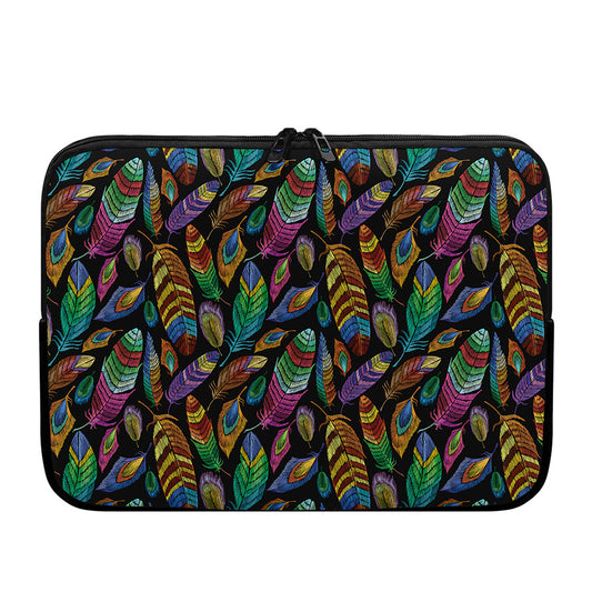 Bohemian Feather Pattern Print Laptop Sleeve