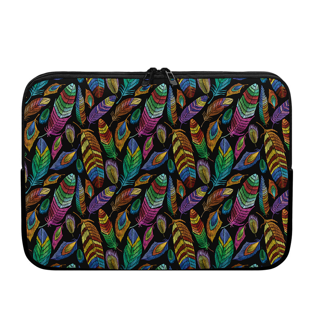 Bohemian Feather Pattern Print Laptop Sleeve