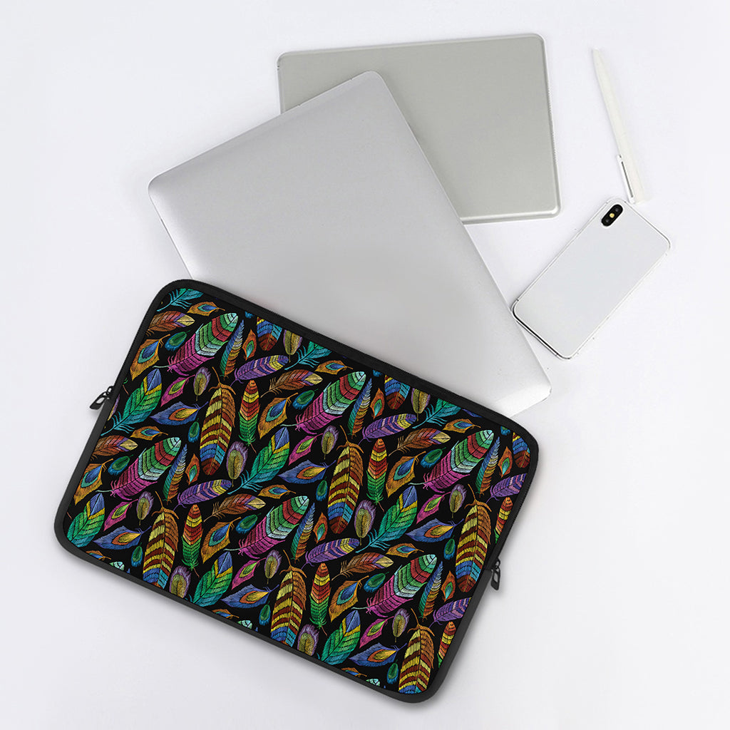 Bohemian Feather Pattern Print Laptop Sleeve