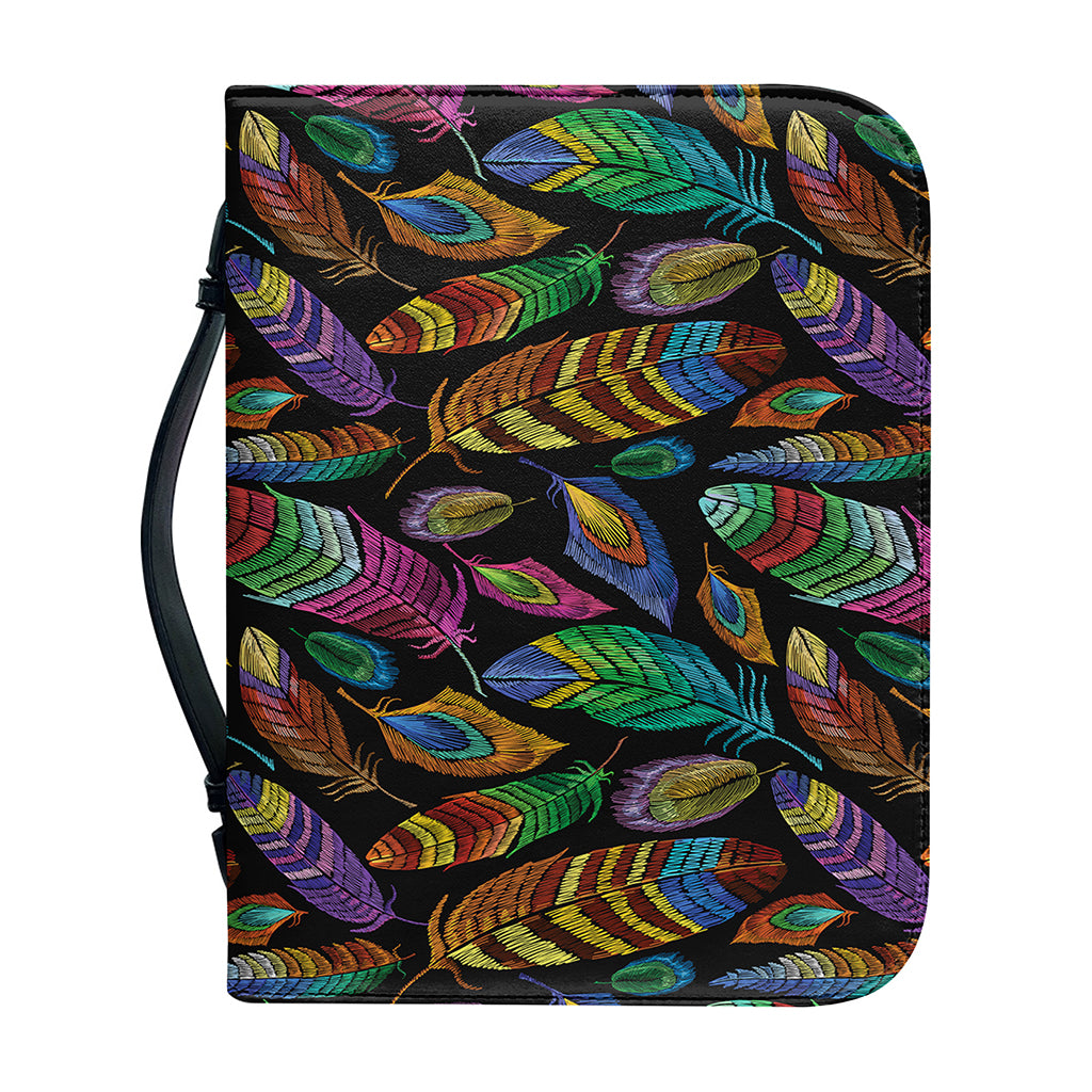 Bohemian Feather Pattern Print Leather Bible Cover
