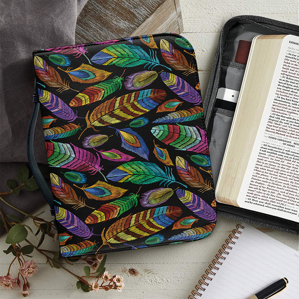 Bohemian Feather Pattern Print Leather Bible Cover