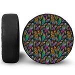 Bohemian Feather Pattern Print Leather Spare Tire Cover