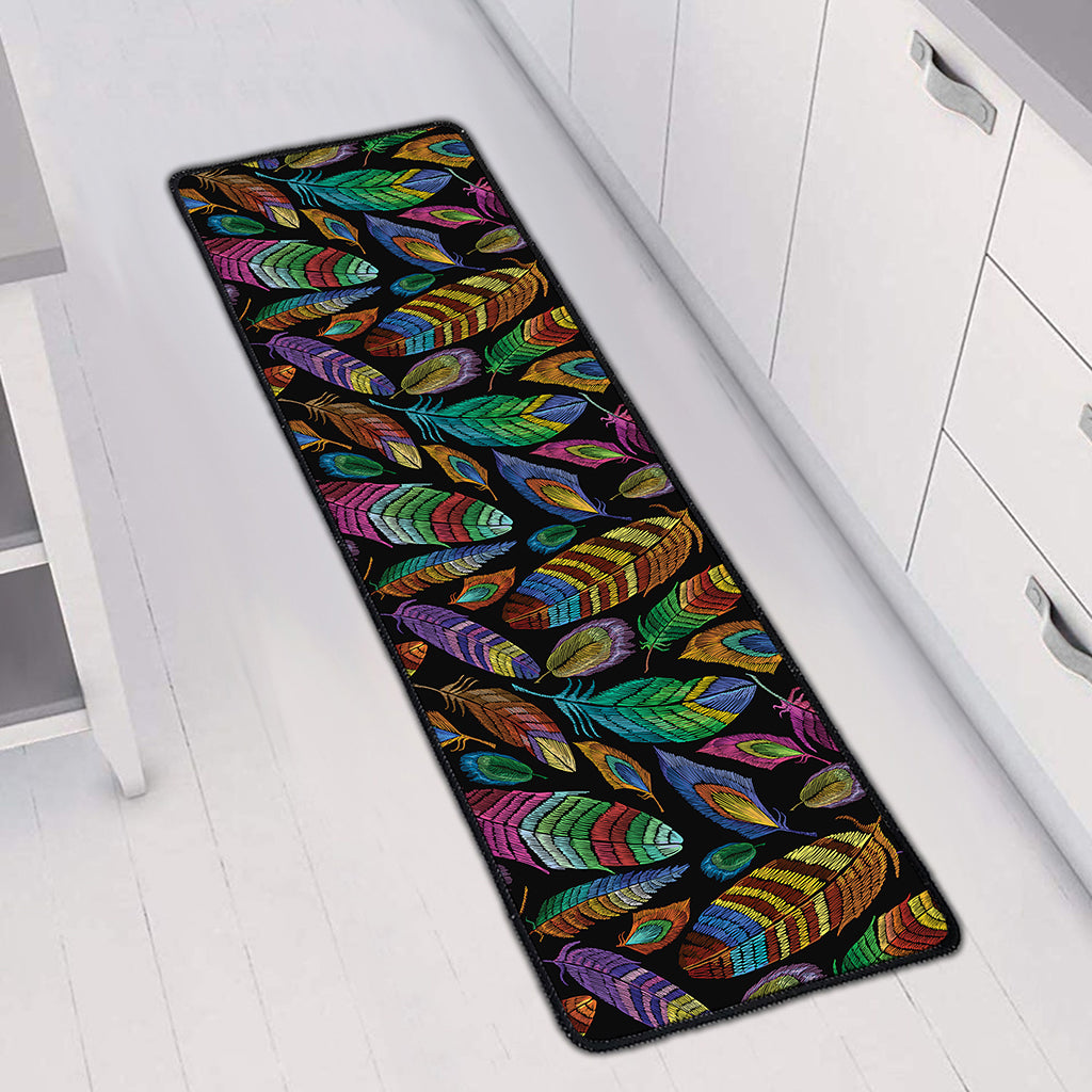Bohemian Feather Pattern Print Long Kitchen Mat